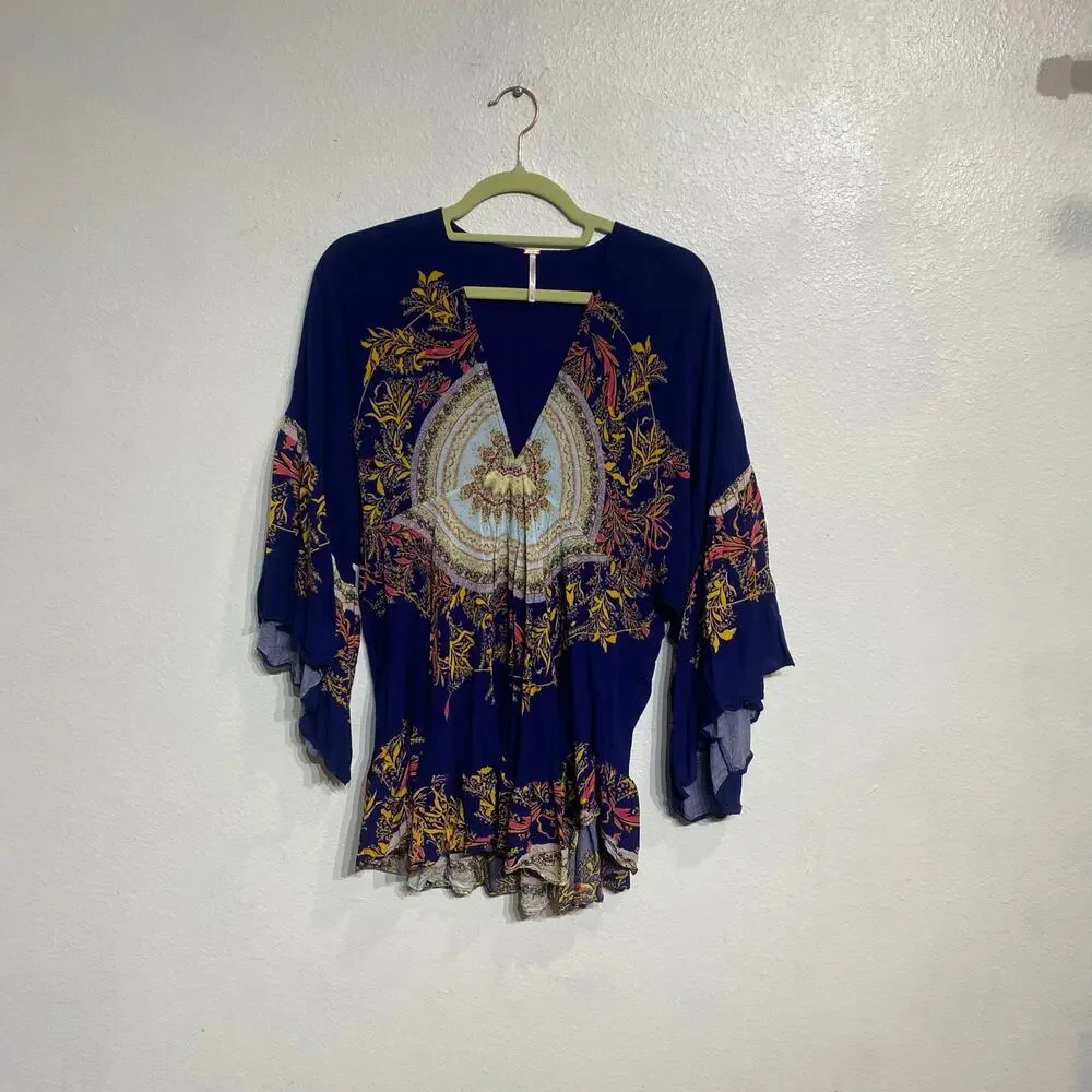 Free People Sunset Dreams Printed Tunic Sz XS
